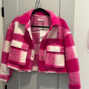 ZARA GIRLS PINK PLAID JACKET